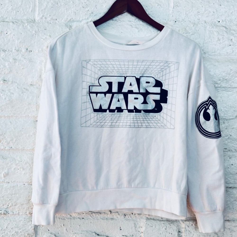 Disney's Star Wars Logo Pullover Sweatshirt-Women white size M - Picture 2 of 6